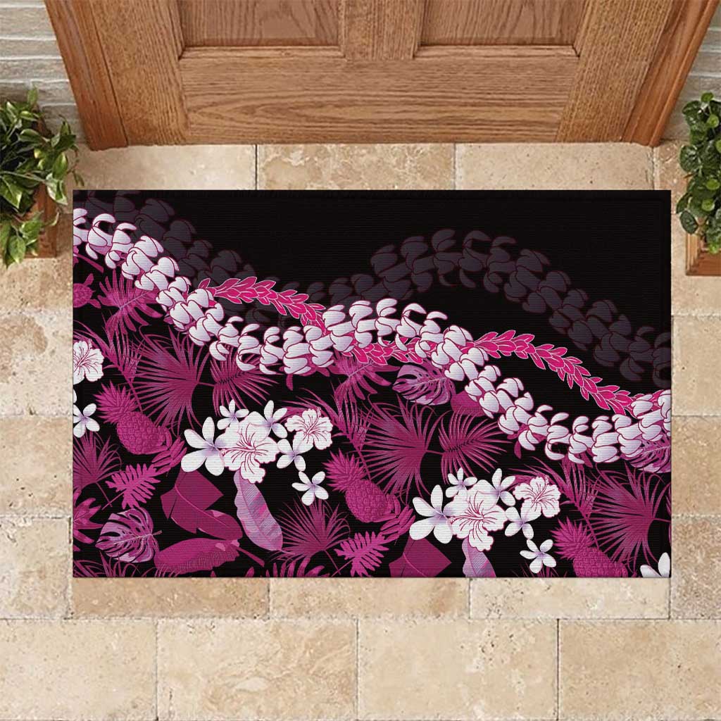 Akala Aloha Hawaii Lei Rubber Doormat Tropical Flowers Elegant Vibe - Polynesian Pride