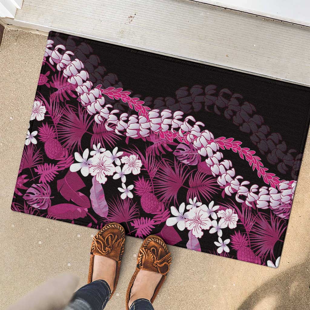 Akala Aloha Hawaii Lei Rubber Doormat Tropical Flowers Elegant Vibe - Polynesian Pride