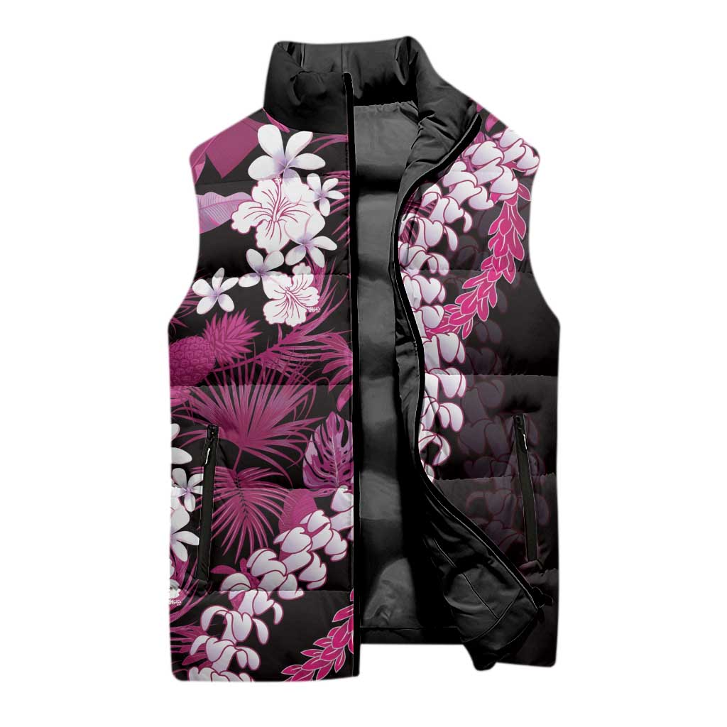 Akala Aloha Hawaii Lei Sleeveless Puffer Jacket Tropical Flowers Elegant Vibe - Polynesian Pride