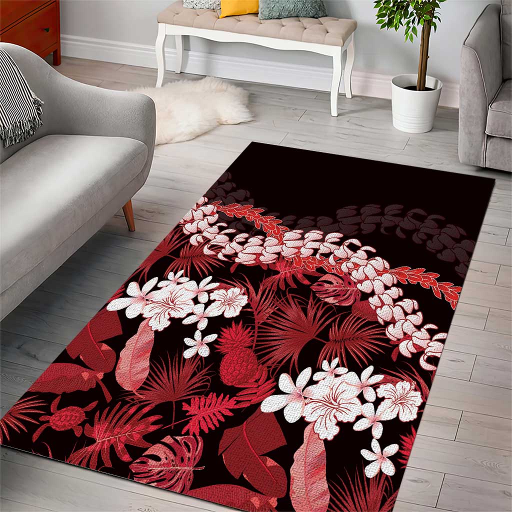 Ulaula Aloha Hawaii Lei Area Rug Tropical Flowers Elegant Vibe - Polynesian Pride