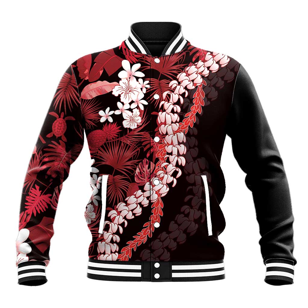 Ulaula Aloha Hawaii Lei Baseball Jacket Tropical Flowers Elegant Vibe - Polynesian Pride