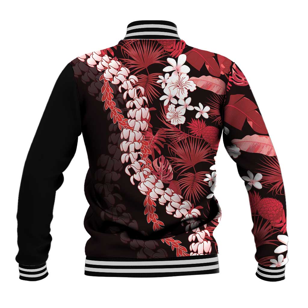 Ulaula Aloha Hawaii Lei Baseball Jacket Tropical Flowers Elegant Vibe - Polynesian Pride
