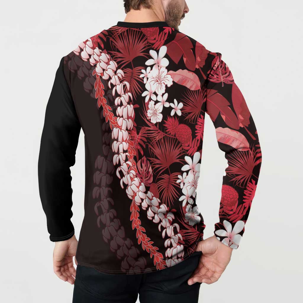 Ulaula Aloha Hawaii Lei Button Sweatshirt Tropical Flowers Elegant Vibe - Polynesian Pride