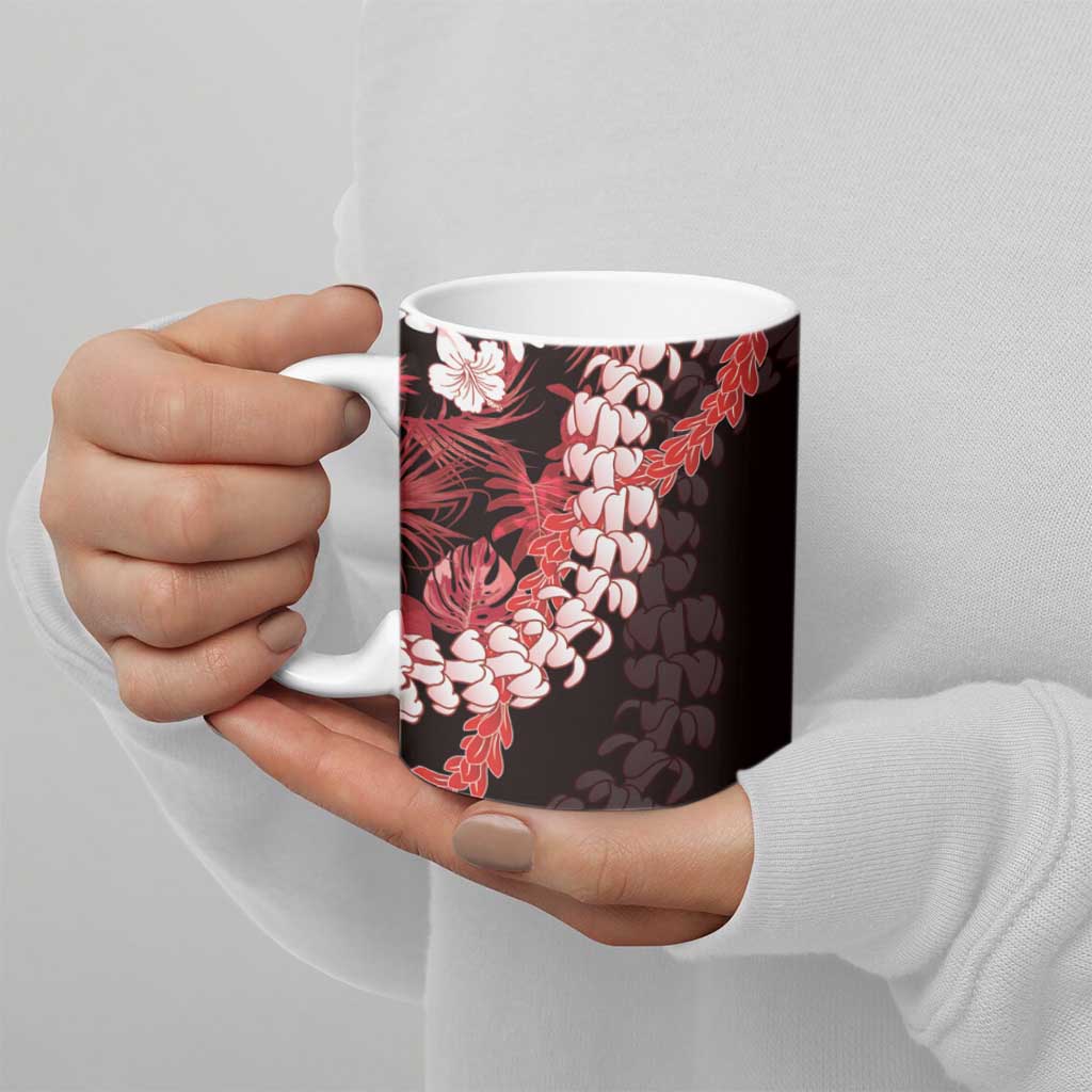 Ulaula Aloha Hawaii Lei Ceramic Mug Tropical Flowers Elegant Vibe - Polynesian Pride