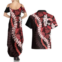 Ulaula Aloha Hawaii Lei Couples Matching Summer Maxi Dress and Hawaiian Shirt Tropical Flowers Elegant Vibe - Polynesian Pride