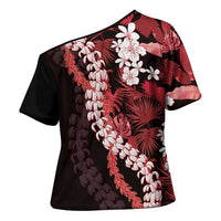 Ulaula Aloha Hawaii Lei Cross Shoulder Shirt Tropical Flowers Elegant Vibe - Polynesian Pride