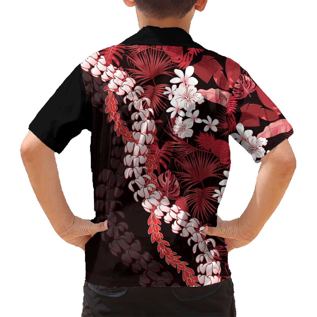 Ulaula Aloha Hawaii Lei Family Matching Long Sleeve Bodycon Dress and Hawaiian Shirt Tropical Flowers Elegant Vibe - Polynesian Pride