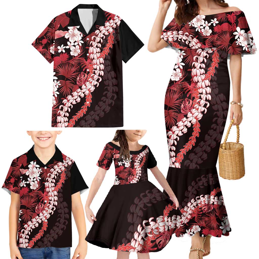 Ulaula Aloha Hawaii Lei Family Matching Mermaid Dress and Hawaiian Shirt Tropical Flowers Elegant Vibe - Polynesian Pride