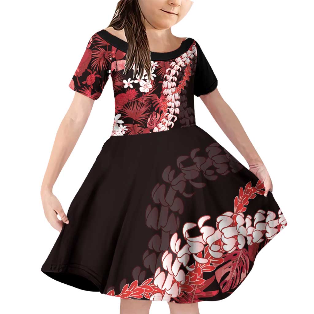 Ulaula Aloha Hawaii Lei Family Matching Off Shoulder Short Dress and Hawaiian Shirt Tropical Flowers Elegant Vibe - Polynesian Pride