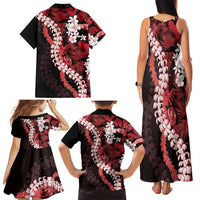 Ulaula Aloha Hawaii Lei Family Matching Tank Maxi Dress and Hawaiian Shirt Tropical Flowers Elegant Vibe - Polynesian Pride