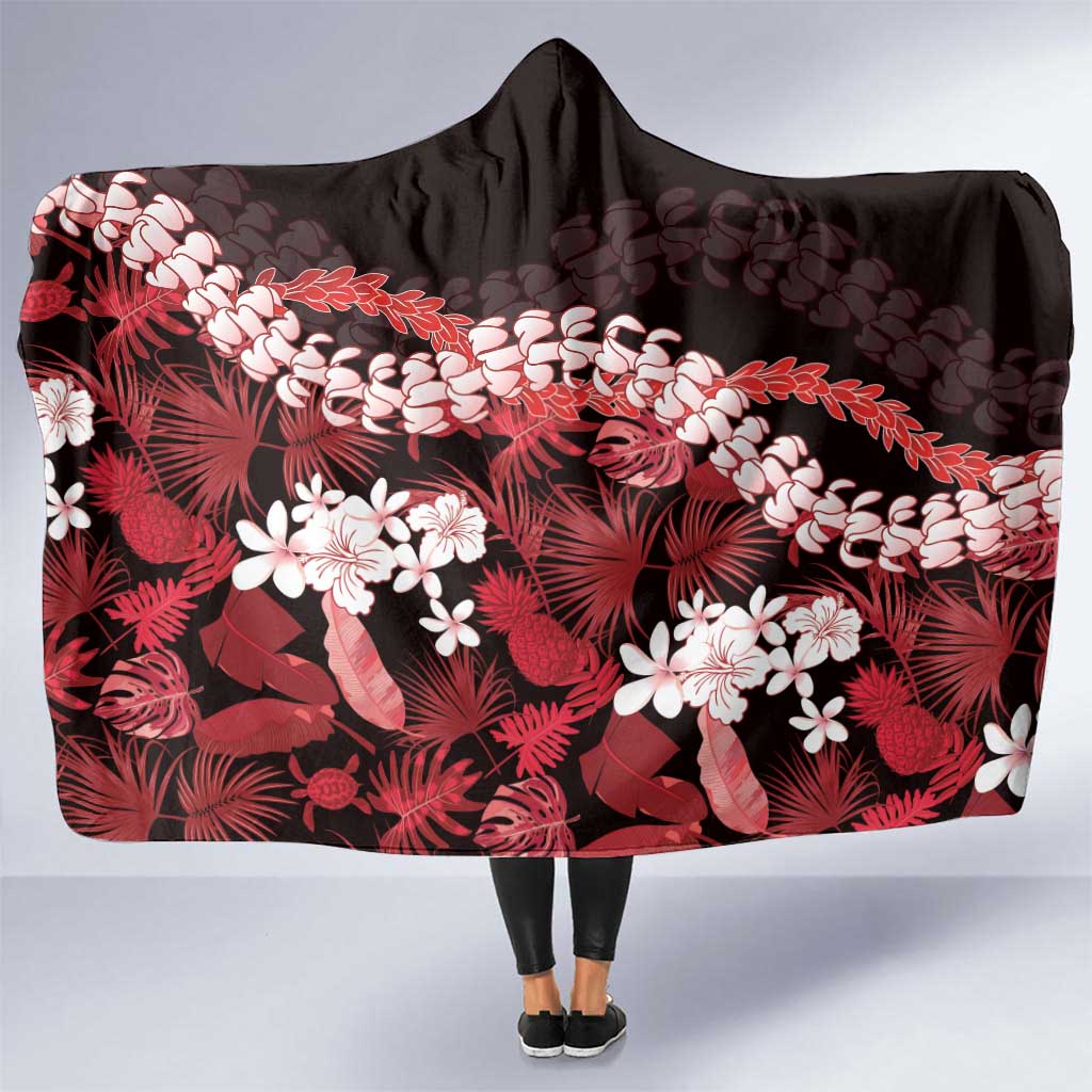 Ulaula Aloha Hawaii Lei Hooded Blanket Tropical Flowers Elegant Vibe - Polynesian Pride