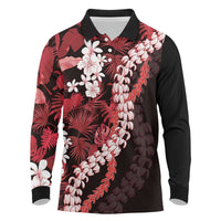 Ulaula Aloha Hawaii Lei Long Sleeve Polo Shirt Tropical Flowers Elegant Vibe - Polynesian Pride
