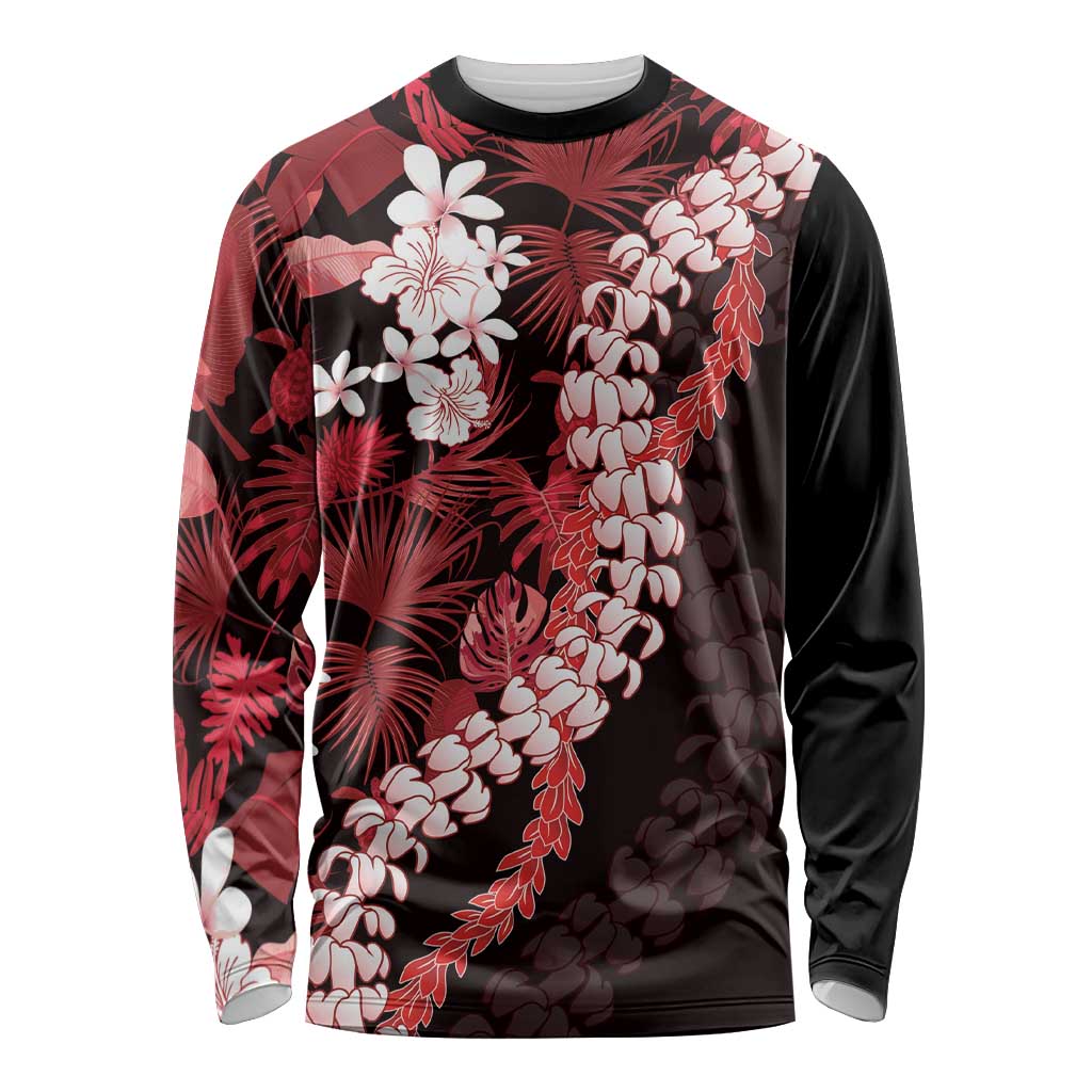 Ulaula Aloha Hawaii Lei Long Sleeve Shirt Tropical Flowers Elegant Vibe - Polynesian Pride