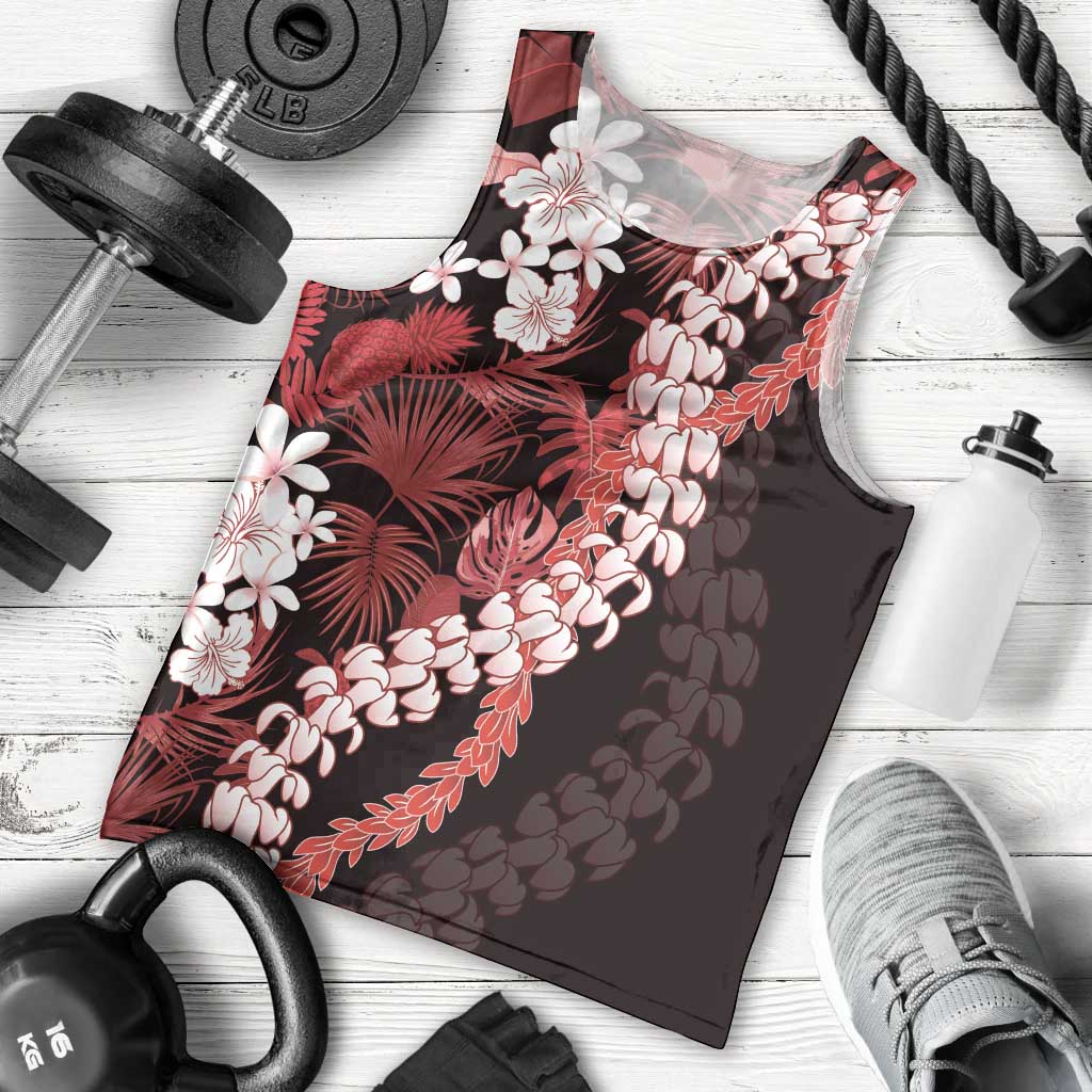 Ulaula Aloha Hawaii Lei Men Tank Top Tropical Flowers Elegant Vibe - Polynesian Pride
