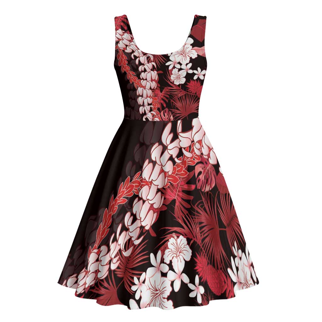 Ulaula Aloha Hawaii Lei Midi Dress Tropical Flowers Elegant Vibe - Polynesian Pride