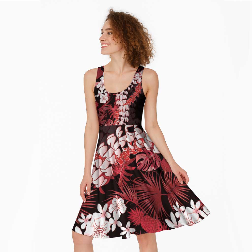 Ulaula Aloha Hawaii Lei Midi Dress Tropical Flowers Elegant Vibe - Polynesian Pride