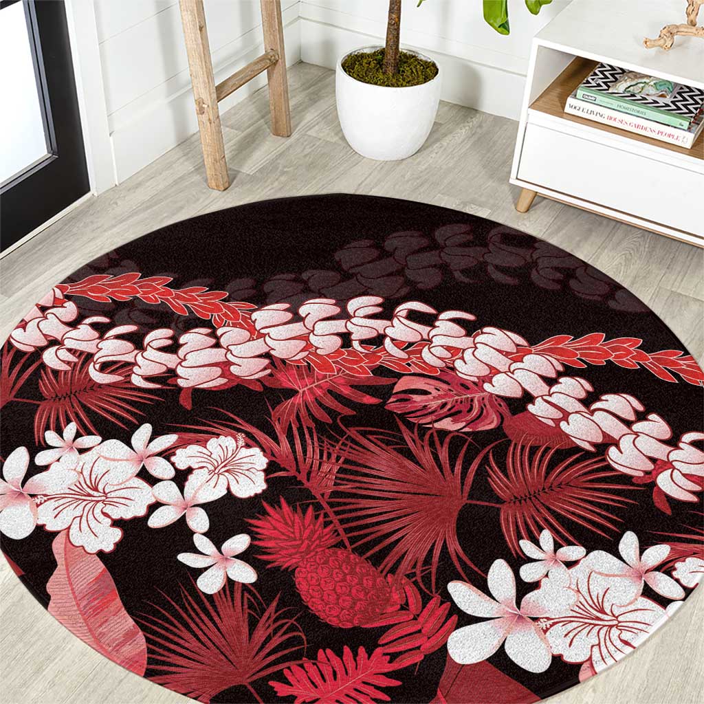 Ulaula Aloha Hawaii Lei Round Carpet Tropical Flowers Elegant Vibe - Polynesian Pride