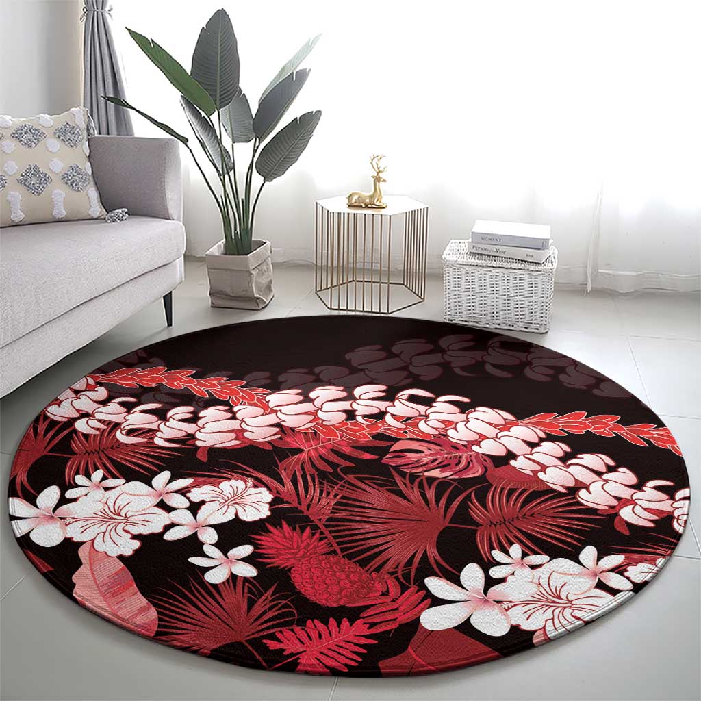 Ulaula Aloha Hawaii Lei Round Carpet Tropical Flowers Elegant Vibe - Polynesian Pride