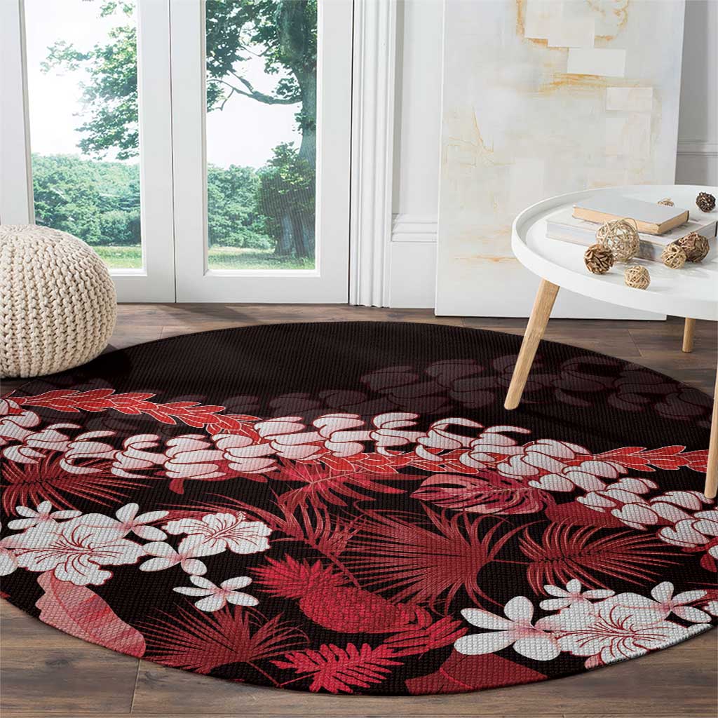 Ulaula Aloha Hawaii Lei Round Carpet Tropical Flowers Elegant Vibe - Polynesian Pride