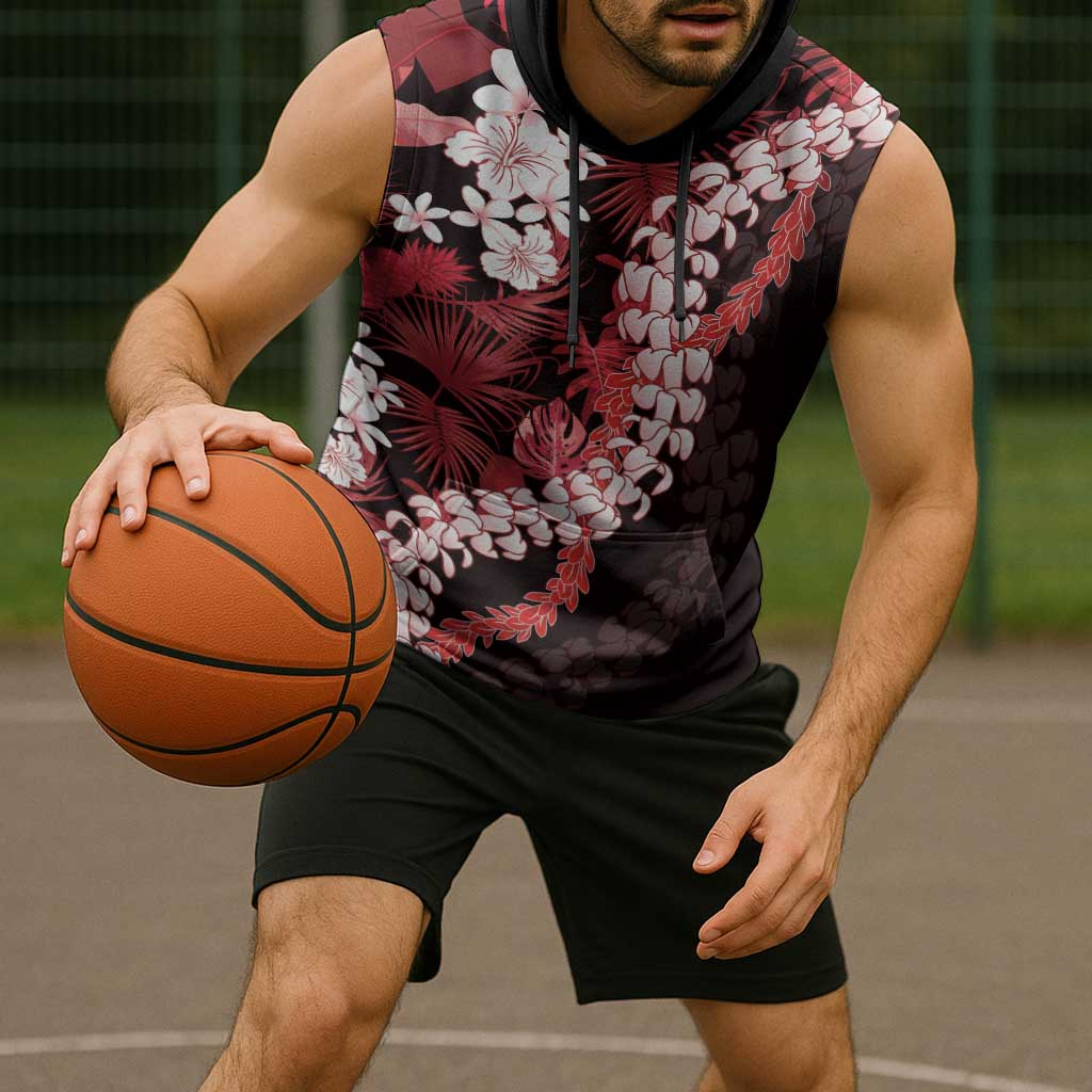 Ulaula Aloha Hawaii Lei Sleeveless Hoodie Tropical Flowers Elegant Vibe - Polynesian Pride