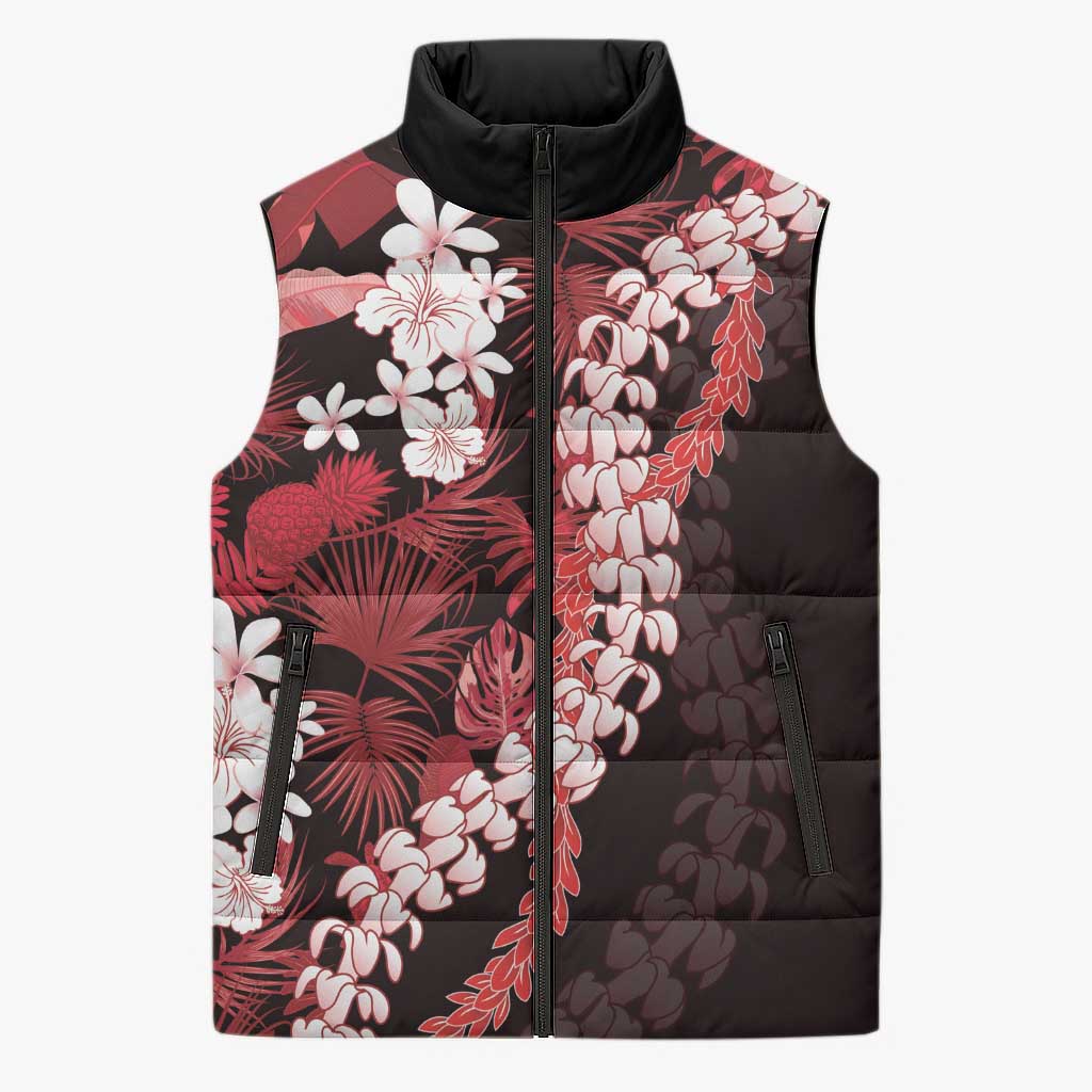 Ulaula Aloha Hawaii Lei Sleeveless Puffer Jacket Tropical Flowers Elegant Vibe - Polynesian Pride