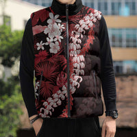 Ulaula Aloha Hawaii Lei Sleeveless Puffer Jacket Tropical Flowers Elegant Vibe - Polynesian Pride