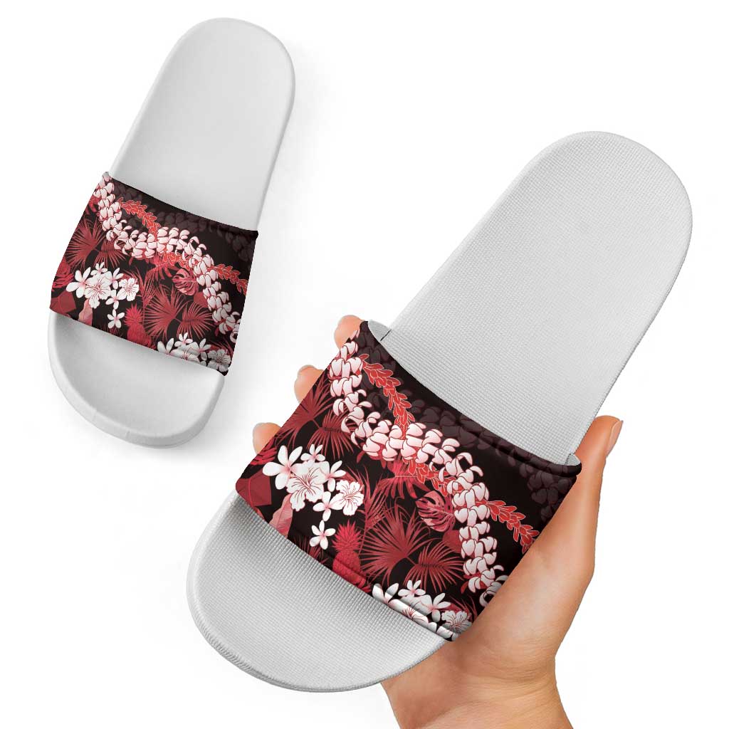Ulaula Aloha Hawaii Lei Slide Sandals Tropical Flowers Elegant Vibe - Polynesian Pride