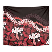 Ulaula Aloha Hawaii Lei Tapestry Tropical Flowers Elegant Vibe - Polynesian Pride