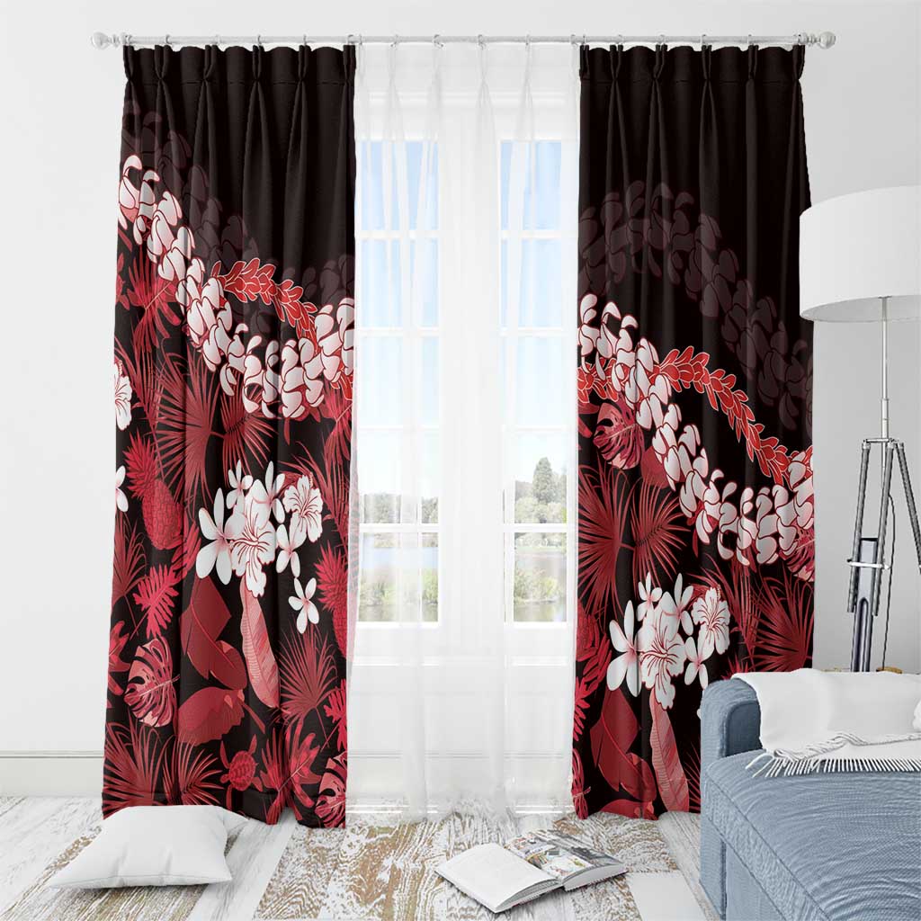 Ulaula Aloha Hawaii Lei Window Curtain Tropical Flowers Elegant Vibe - Polynesian Pride
