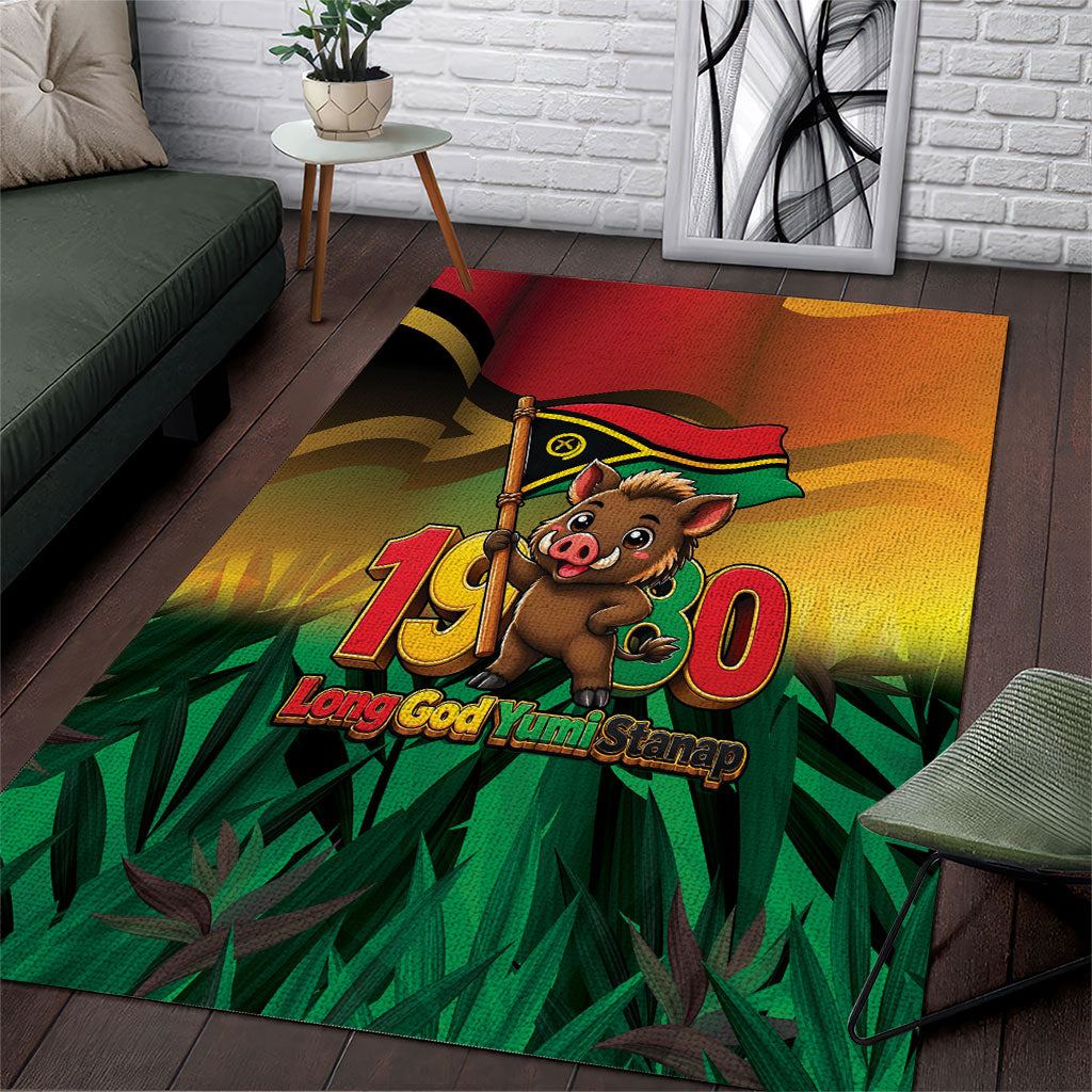 Vanuatu Independence Day Area Rug Chibi Boar Proud To Be A Ni-Van