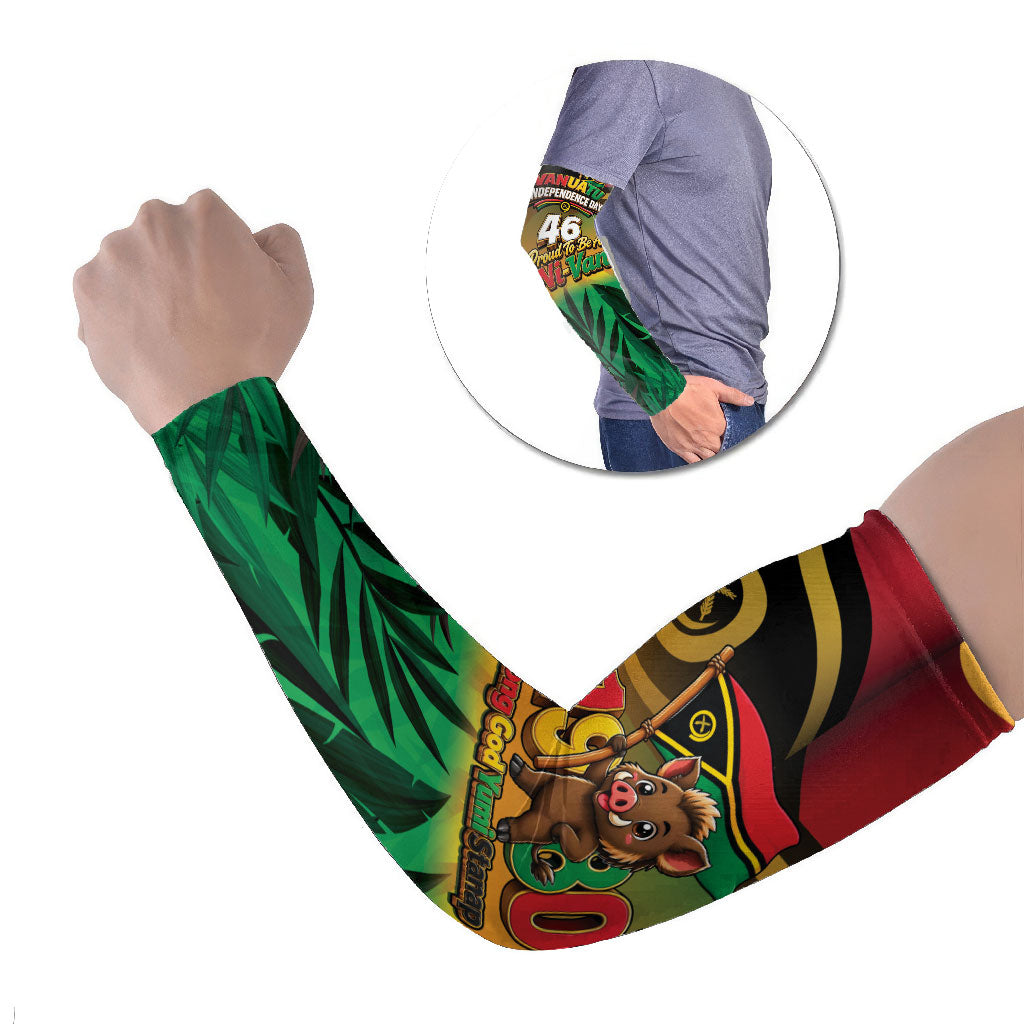 Vanuatu Independence Day Arm Sleeves Chibi Boar Proud To Be A Ni-Van