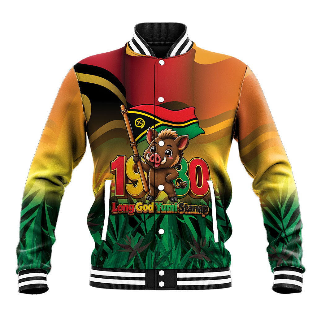 Vanuatu Independence Day Baseball Jacket Chibi Boar Proud To Be A Ni-Van