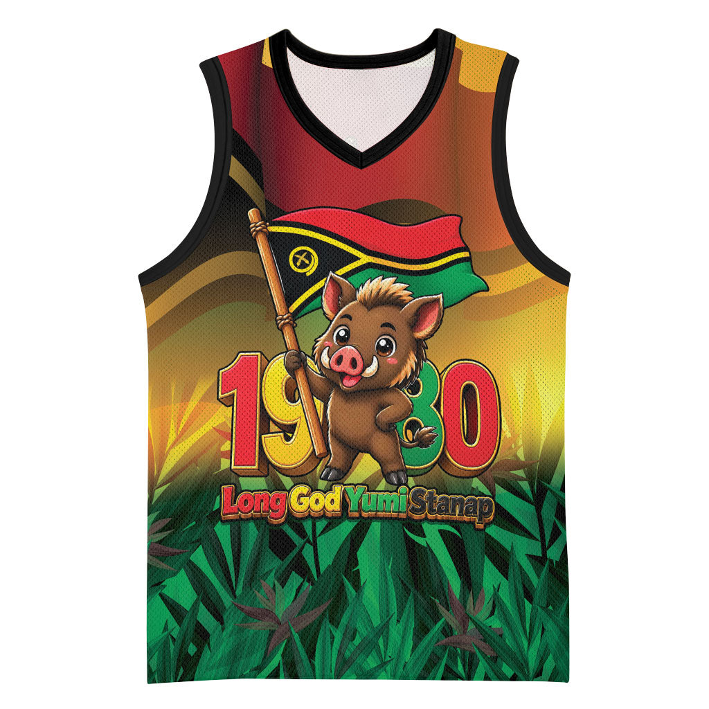 Vanuatu Independence Day Basketball Jersey Chibi Boar Proud To Be A Ni-Van