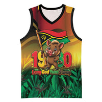 Vanuatu Independence Day Basketball Jersey Chibi Boar Proud To Be A Ni-Van