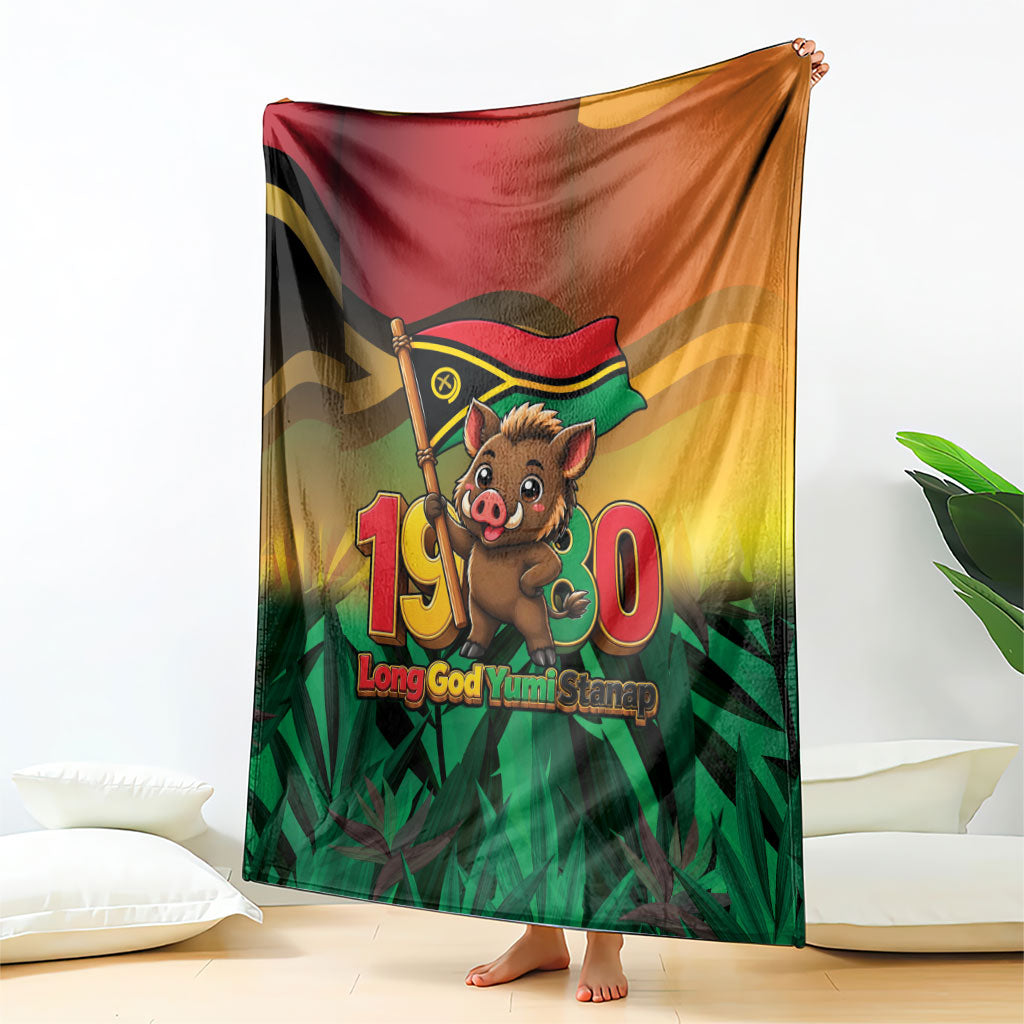 Vanuatu Independence Day Blanket Chibi Boar Proud To Be A Ni-Van