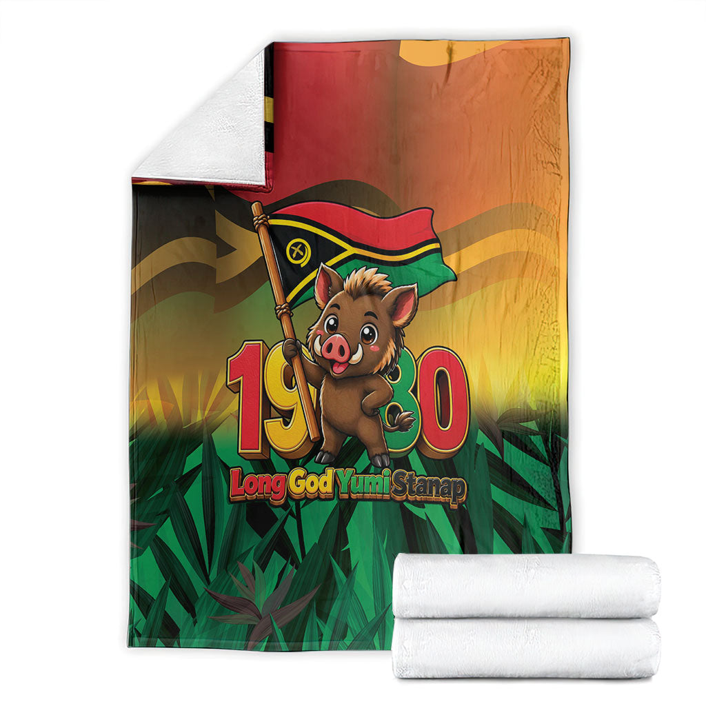 Vanuatu Independence Day Blanket Chibi Boar Proud To Be A Ni-Van