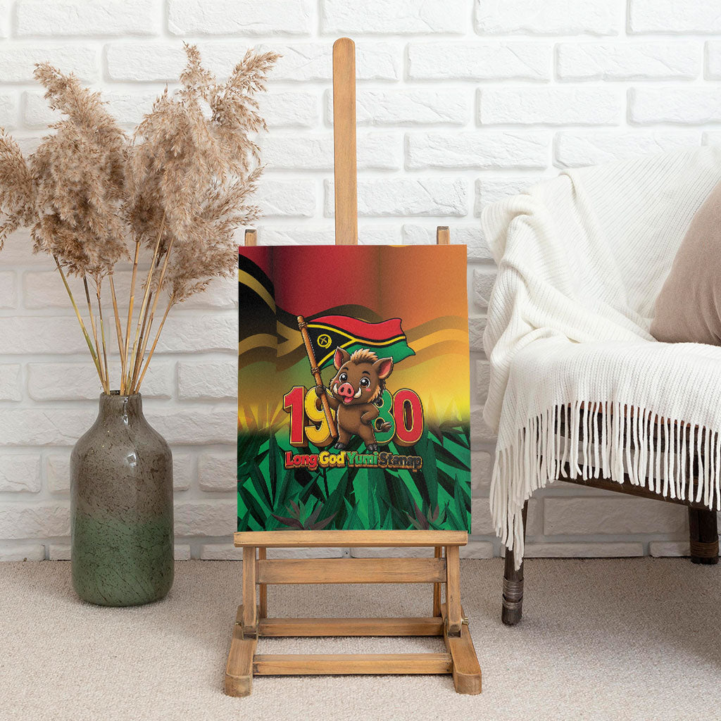 Vanuatu Independence Day Canvas Wall Art Chibi Boar Proud To Be A Ni-Van