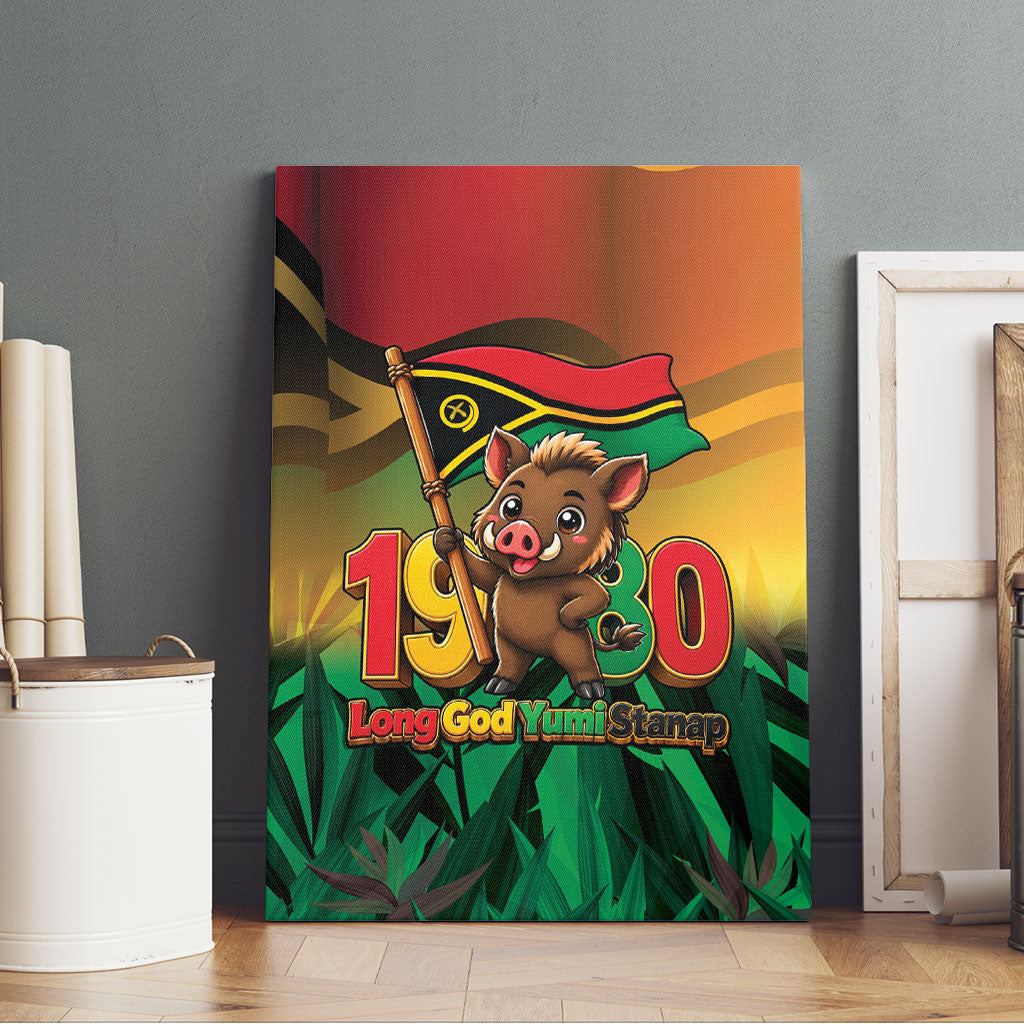 Vanuatu Independence Day Canvas Wall Art Chibi Boar Proud To Be A Ni-Van