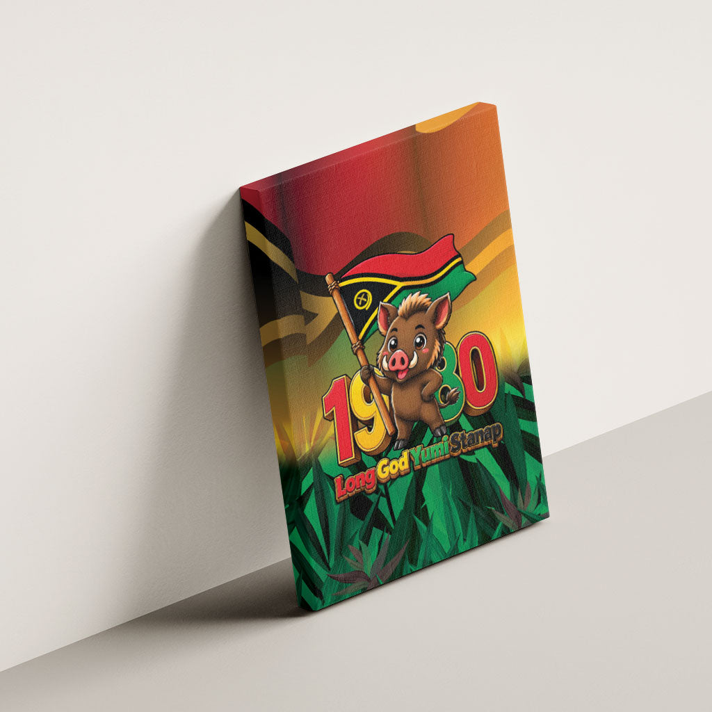 Vanuatu Independence Day Canvas Wall Art Chibi Boar Proud To Be A Ni-Van