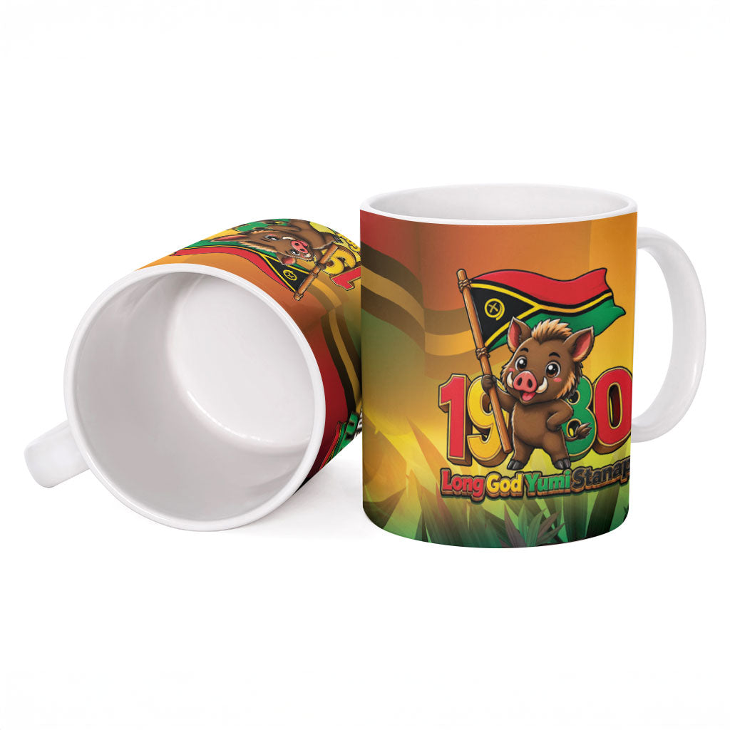 Vanuatu Independence Day Ceramic Mug Chibi Boar Proud To Be A Ni-Van