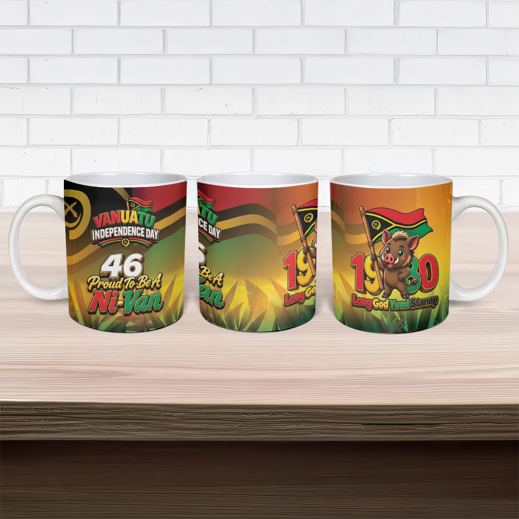 Vanuatu Independence Day Ceramic Mug Chibi Boar Proud To Be A Ni-Van