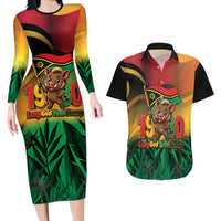 Vanuatu Independence Day Couples Matching Long Sleeve Bodycon Dress and Hawaiian Shirt Chibi Boar Proud To Be A Ni-Van