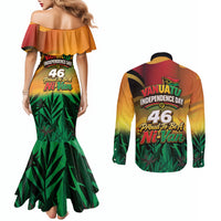 Vanuatu Independence Day Couples Matching Mermaid Dress and Long Sleeve Button Shirt Chibi Boar Proud To Be A Ni-Van