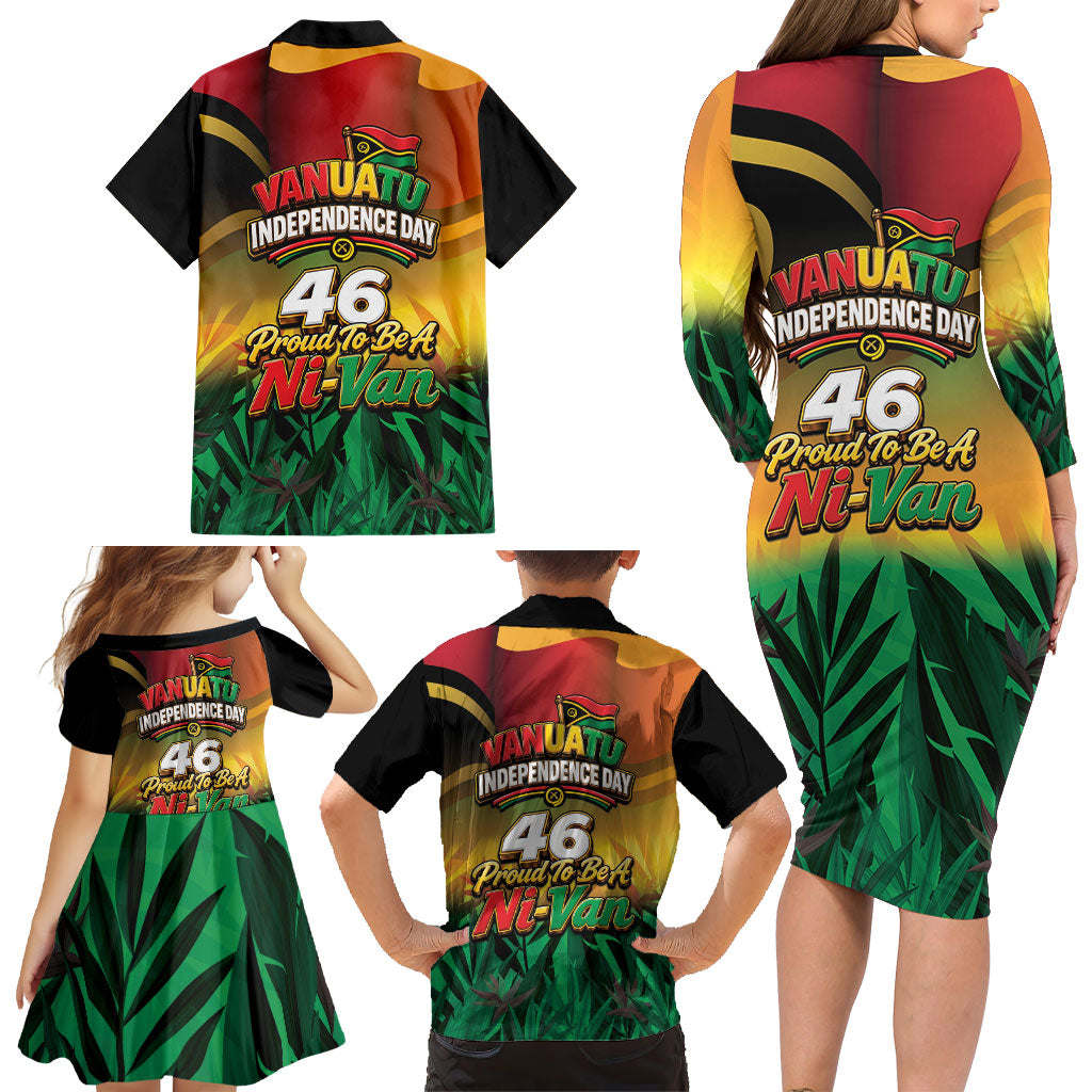 Vanuatu Independence Day Family Matching Long Sleeve Bodycon Dress and Hawaiian Shirt Chibi Boar Proud To Be A Ni-Van