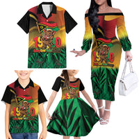 Vanuatu Independence Day Family Matching Off The Shoulder Long Sleeve Dress and Hawaiian Shirt Chibi Boar Proud To Be A Ni-Van