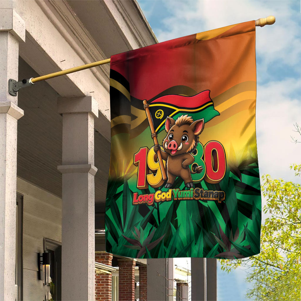 Vanuatu Independence Day Garden Flag Chibi Boar Proud To Be A Ni-Van