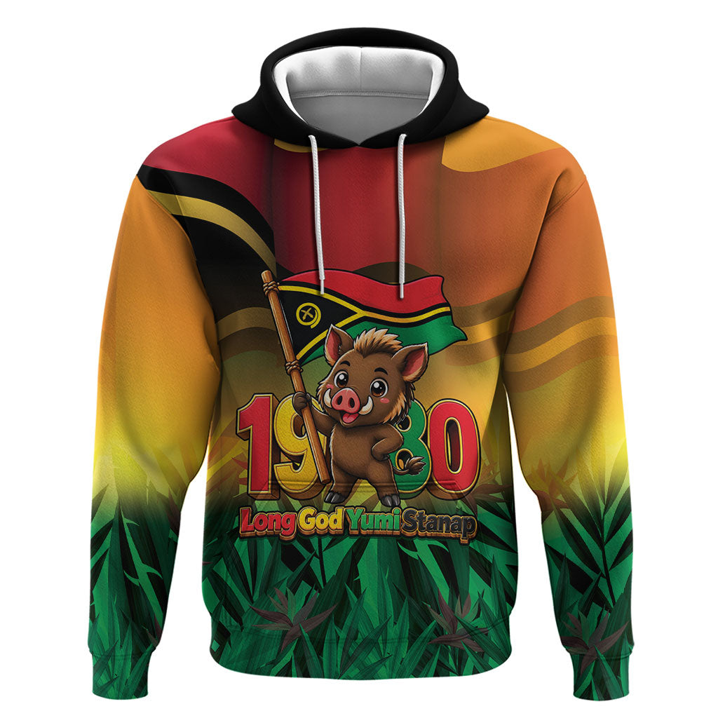 Vanuatu Independence Day Hoodie Chibi Boar Proud To Be A Ni-Van