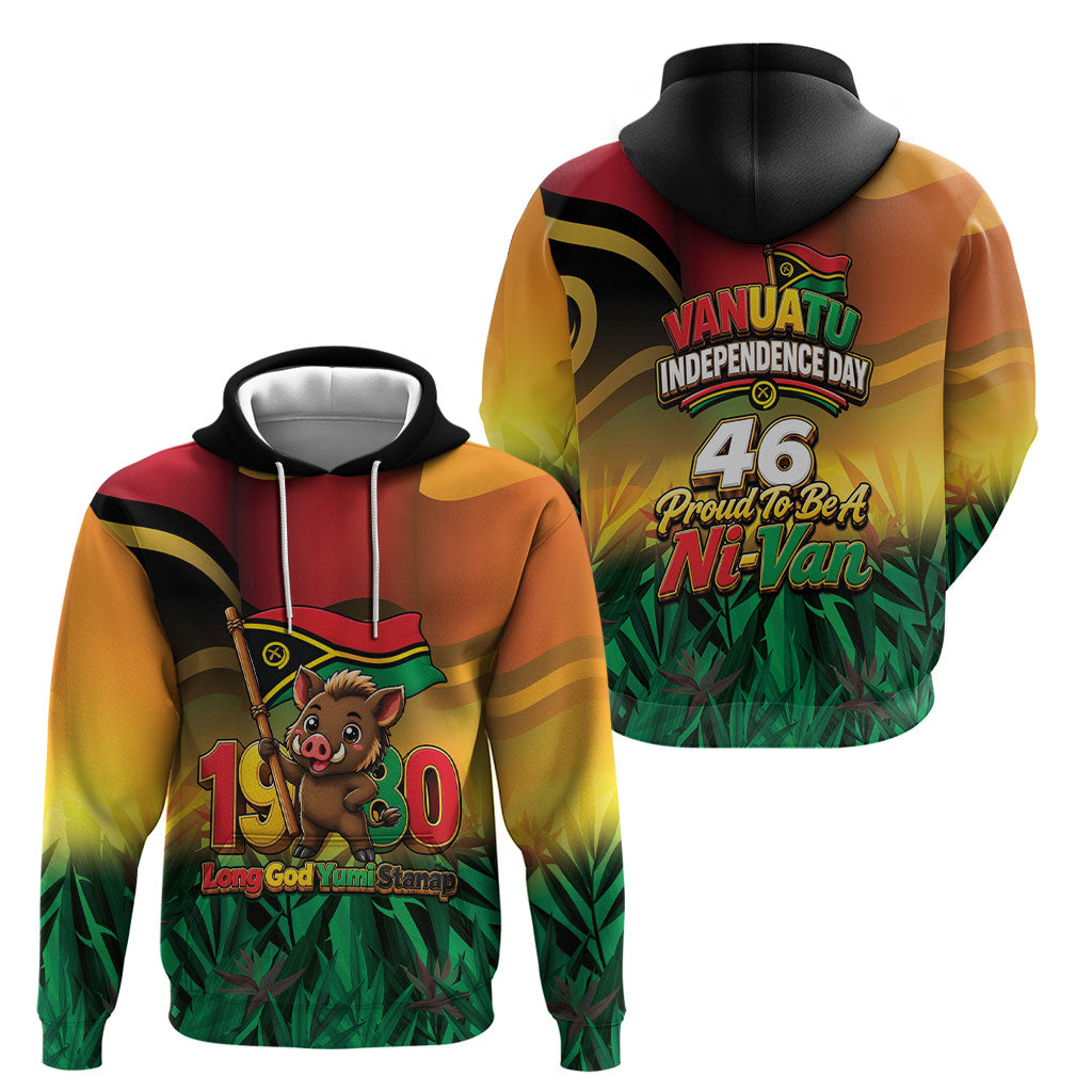 Vanuatu Independence Day Hoodie Chibi Boar Proud To Be A Ni-Van