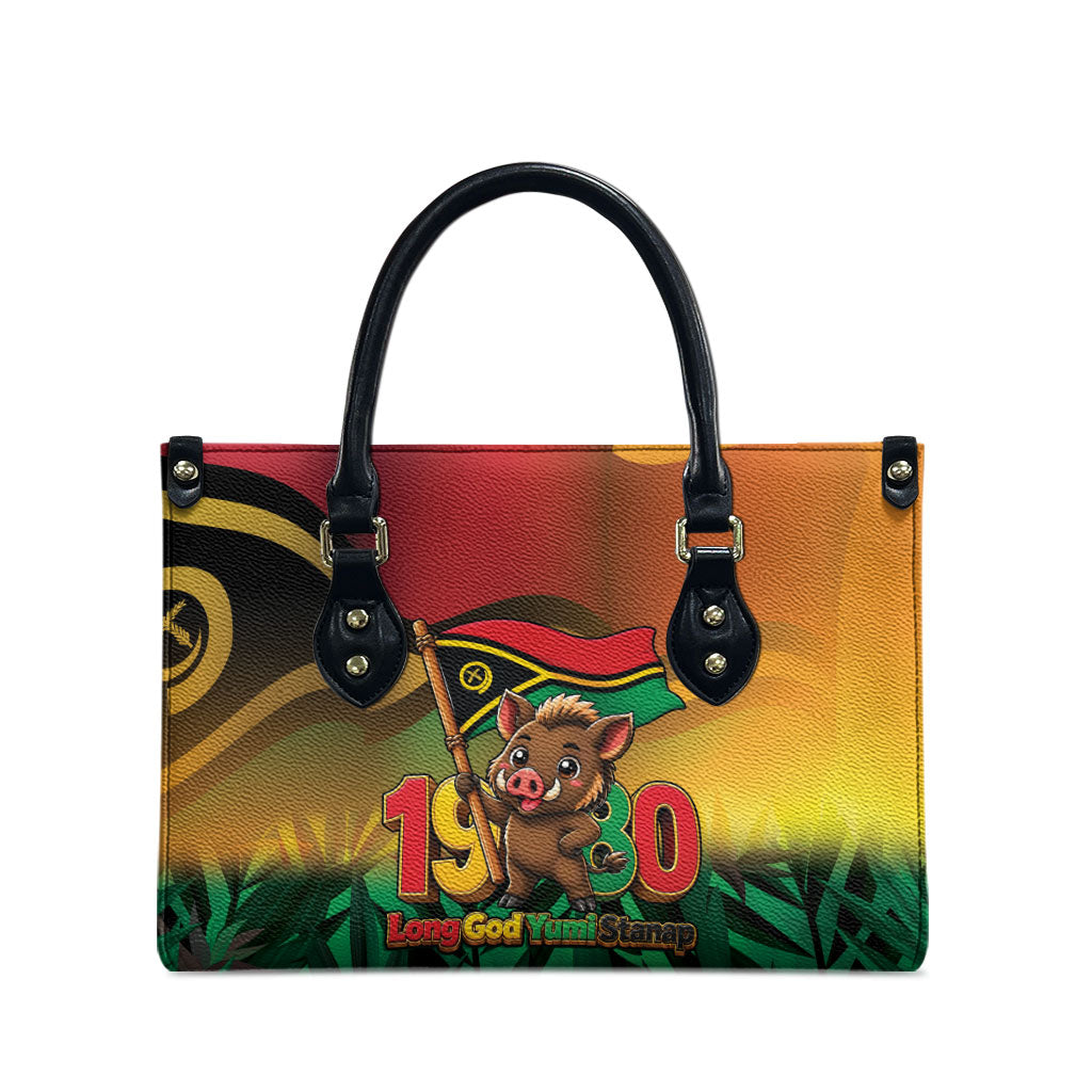 Vanuatu Independence Day Leather Bag Chibi Boar Proud To Be A Ni-Van