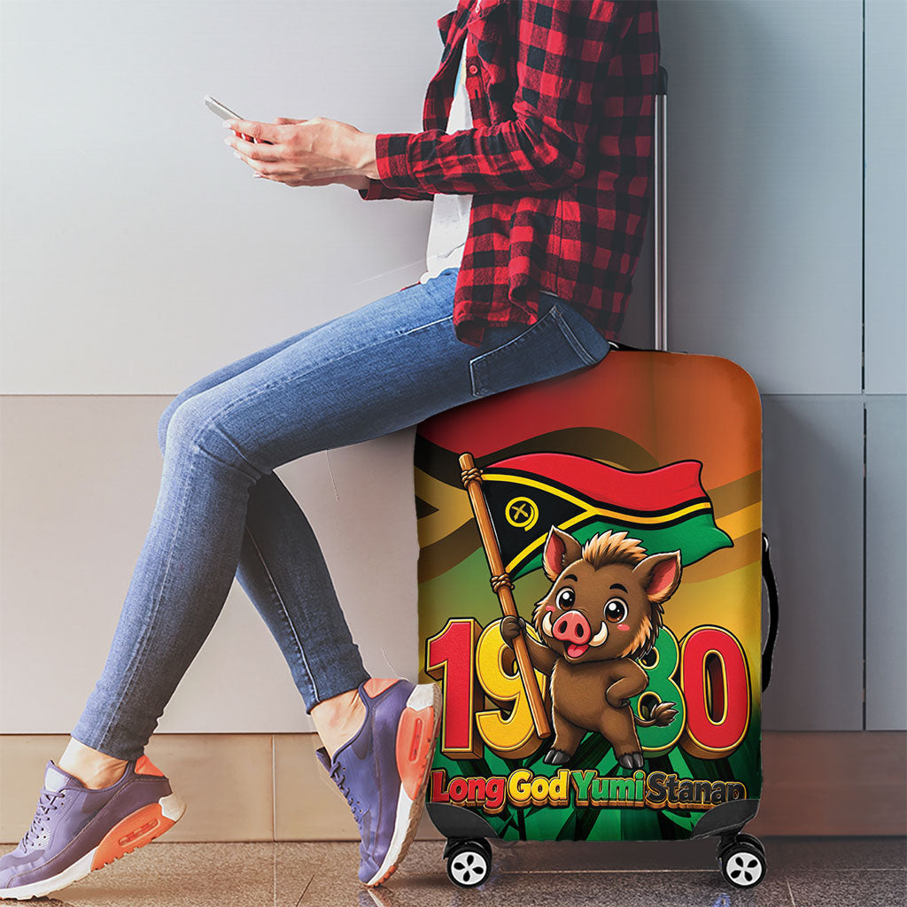 Vanuatu Independence Day Luggage Cover Chibi Boar Proud To Be A Ni-Van